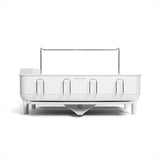 simplehuman Steel Frame Dishrack, Large Capacity Dish Drying Rack, 360º Easy Drain Swivel Spout, Utensil & Wine Glass Holder, Anti-Residue Coating, Moisture Control Surface, White