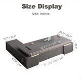 Modern L Shaped Executive Desk with Combination Lock Drawer, 71 inch Large Single Office
