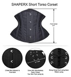 SHAPERX Women Short Torso Curvy Waist Heavy Duty Double Steel Boned Underbust Waist Trainer Corsets,SZ70930-Black-L