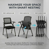 24-Pack Folding Office Chair with Wheels, 300lbs Mesh Back Nesting Chairs