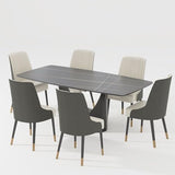 POVISON 79" Hobart Modern Minimalist Dining Table Set for 6
