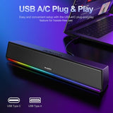 Bluetooth 5.3 PC Speakers with Dynamic RGB Light, Wired USB Plug & Play Computer Sound Bar