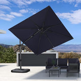 PURPLE LEAF 9' X 12' Right-left Tilt Patio Umbrella with Base Outdoor Cantilever Swivel Rectangle Umbrella, Navy