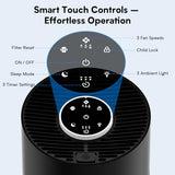 Hopmirth Upgraded Air Purifiers for Bedroom & Home with H14 True HEPA Filter, Covers Up to 1280ft², 360° Air Intake, Quiet Pet Air Purifier, Black