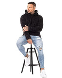 GINGTTO mens sherpa hoodie sweater Fleece Sweatshirt Black Fuzzy Supersoft Winter Hoodie With Sherpa Lining Men Size S