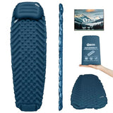 QEZER Ultralight Backpacking Sleeping Pad for Camping, with Inflatable Neck Camping Pillow, Lightweight Inflatable Sleeping Pad for Adults, Portable for Hiking, Car Travel - Durable & Comfortable