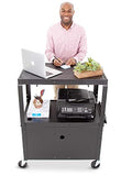 AV Cart with Locking Cabinet | Height Adjustable Utility Cart with Pullout Keyboard Tray & Cord Management