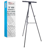 High Boardroom XL Black Aluminum Flip Chart Easel & Presentation Stand - Adjustable Floor/Tabletop