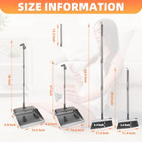 Broom with Dustpan Combo Set, Lightweight Standing Metal Dust Pan with Teeth, Home Essentials Suitable for Home Kitchen Lobby Room Office, Grey