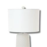 Pemberly Row 30" White Ceramic Table Lamps, Set of 2 with Linen Shades, Artistic Design, 3-Way Switch, Max 100W Standard Bulb, Elegant Lighting for Living Room, Bedroom, Office Decor