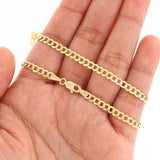 Nuragold 10k Real Yellow Gold Cuban Curb Solid Link Chain