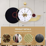 Anmotpe 37.8×21 Inch Light Luxury Retro Wall Clock - Battery Operated Modern Wall Clock with Large Geometric Design for Living Room, Bedroom, Home Decor