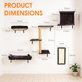 Teynouk 5in1 Cat Wall Shelves Climbing Systems, Large Cat Furniture Shelf Set Wall Hanging Mounted, Sisal Scratching Perch Bed 2 Steps Tower Tree for Indoor House Corner Ladder