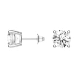 MSBLUE®White 2 Ct. DEW Round Brilliant 4-Prong Solitaire Stud Earrings | Alternative | D Color VVS1 Clarity | Hypoallergenic, For Anniversary, Gift, Women