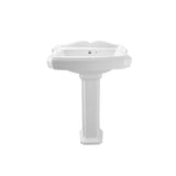 DeerValley Dynasty 23x19 Inch White Pedestal Sink, Ceramic Bathroom Sink with Overflow and Backsplash, DV-1P522
