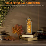 Wnsamodyy Solid Wood Fantasy Book Nook Shelf Insert - Handcrafted Bookends with Remote Control & Timer, Magical Moroccan Bookshelf Decor Night Light, Unique Gifts for Book Lovers Readers
