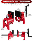 ATPEAM 3/4'' Pipe Clamps for Woodworking Heavy Duty Cast Iron Wood Gluing Pipe Clamp Set for Woodworking, Carpentry, Home Improvement, and DIY Jobs (2)