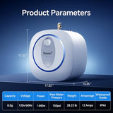 Ranein Electric Mini Tank Water Heater, 8 Gallons Point of Use Hot Water Heaters 120V 1440W, Under Sink, Floor Mounted, Ideal for Kitchen, Bathroom and RV