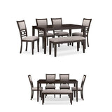 Signature Design by Ashley Langwest Classic Upholstered Dining Table and 4 Chairs and Bench, Set