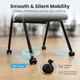 24-Pack Folding Office Chair with Wheels, 300lbs Mesh Back Nesting Chairs