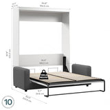Bestar Pur Queen Murphy Bed with Sofa, 78-inch Space-Saving Wall Bed for Multipurpose Guest Room