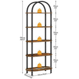 HOOBRO 5 Tier Open Bookshelf, Industrial Arched Bookcase Display Shelf Rack, Rustic Brown BF176SJ01