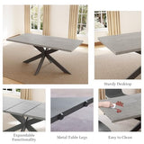 ZckyCine Dining Table Set for 6, Modern 78'' Wood Dining Table