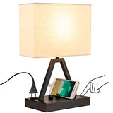 Briever Touch Control Table Lamp, 3-Way Dimmable Desk Lamp with USB C & USB A and AC Outlet
