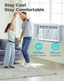 Electactic 5000 BTU Window Air Conditioner AC Unit, Cool up to 150 Sq.Ft., Adjustable Cooling & Fan Modes, Install Kit, Energy Saving, Air Conditioner Window Unit for Bedroom, Apartment, Living Room