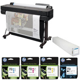 Wireless Large Format Color Thermal Inkjet Plotter Printer, 2025 Edition, Bundle with 3X Color and 80ml Black Ink Pack