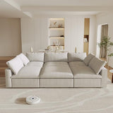 Modular Sectional Sofa Couches for Living Room,160inch Linen Cloud Couch with Storage Ottoman