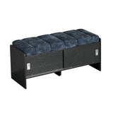 Modern Blue Upholstered Waiting Room Bench with Storage, Elegant Office Bench