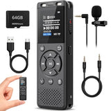 Tonfarb 64GB Digital Voice Recorder with Playback,Audio Recording Device for Lectures Meeting/Classes/Interviews,Tape Recorder with Voice Activated,Password,Noise Reduction,A-B Repeat,MP3 Player Etc