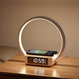 WILIT Bedside Lamp with Alarm Clock,Touch Lamp with Wireless Charger,Nightlight for Bedroom,Sunrise Wake-up Light,3-Grade (Wood Grain)