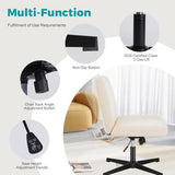 NEWBULIG Wide Seat Home Office Desk Chair Armless, Cross Legged Ergonomic Chair for Bedroom or Study, Adjustable Height Swivel
