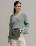 Crossbody Bags for Women, Large Leather Trendy Bum Bag (Dark harbor green)