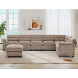 HAOMARKETS 135” Modular Sectional L Shaped Corner Sofa with Movable Ottoman