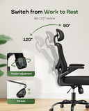Marsail Ergonomic Mesh Office Chair High Back Desk Chair Adjustable Lumbar Support with Headrest Flip-Up