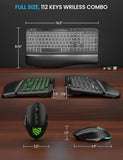 MA22 Pro Wireless Keyboard and Mouse Combo - Ergonomic Wave Keyboard with Soft Leather Wrist Rest