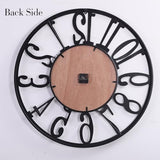 AMAATE 40 Inch Giant Oversized Industrial Wood Wall Clock with Iron Frame & Artful Cutout Numerals, Silent Battery Operated, Grand Statement Piece for Farmhouse Foyers Offices Commercial Home Décor
