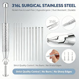 Piercing Ball Grabber Tool, 316L Stainless Steel Removal & Changing Kit, 18Pcs 14G-20G Needle Set, 4 Claw Retractable Design, Non-slip Curved Tweezers, for Pro Piercers, Entry Users & Body Art Fans