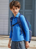 EPICGALA Boys Long Sleeve Polo Shirt, Soft School Uniform Shirt with Chest Pocket for Kids Ages 9–10 Blue