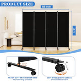 Room Divider 6FT Folding Privacy Screens with Lockable Wheels,