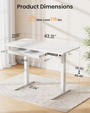 Electric Standing Desk with Drawers, Height Adjustable Desk with 4 Preset Heights,