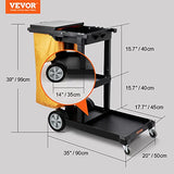 Cleaning Cart, 3-Shelf Commercial Janitorial Cart, 200 lbs Capacity Plastic Housekeeping Cart