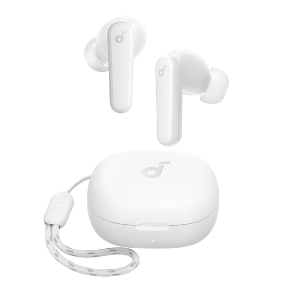 True Wireless Earbuds, 10mm Drivers with Big Bass, Bluetooth 5.3, 30H Long Playtime, Water-Resistant (White) Soundcore