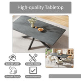 ZckyCine Dining Table Set for 6, Modern 78'' Dark Wood Dining Table