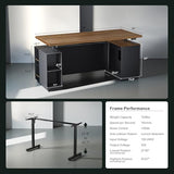 71" Standing Executive Desk with Privacy Panel, Large One-Piece Electric Height Adjustable Stand Up Desk, Black Walnut