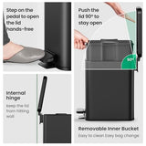 Cesun Bathroom Trash Can with Lid, 2.6 Gallon Small Black Bathroom ge Can GarbaSoft Close, Stainless Steel Waste Basket