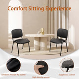 PU Leather Guest Reception Chair with Upholstered Thickene Seat and Back Support